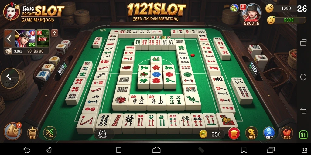 Screenshot gameplay 1121SLOT dengan tampilan menarik dari pemasangan ubin Mahjong.