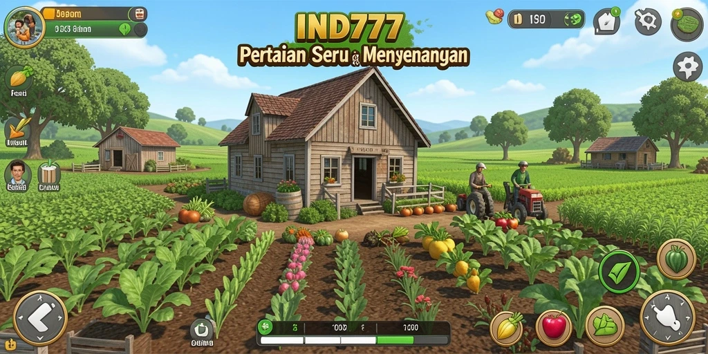 Screenshot gameplay menunjukkan aktivitas pertanian yang aktif dan menarik.