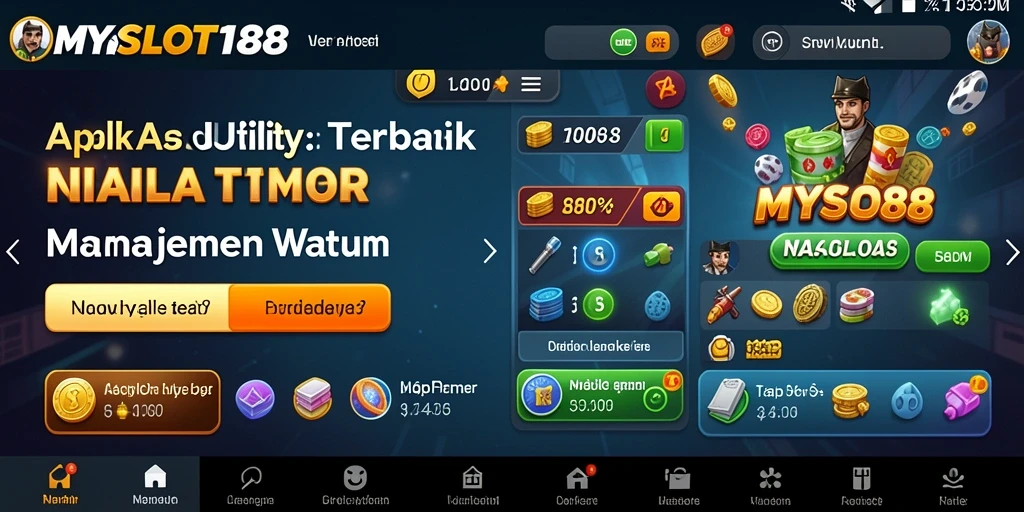 Screenshot utama MYSLOT188 menunjukkan antarmuka aplikasi yang intuitif dan fitur manajemen waktu.