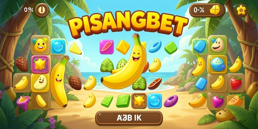 Tampilan gameplay PISANGBET dengan mencocokkan buah-buahan.
