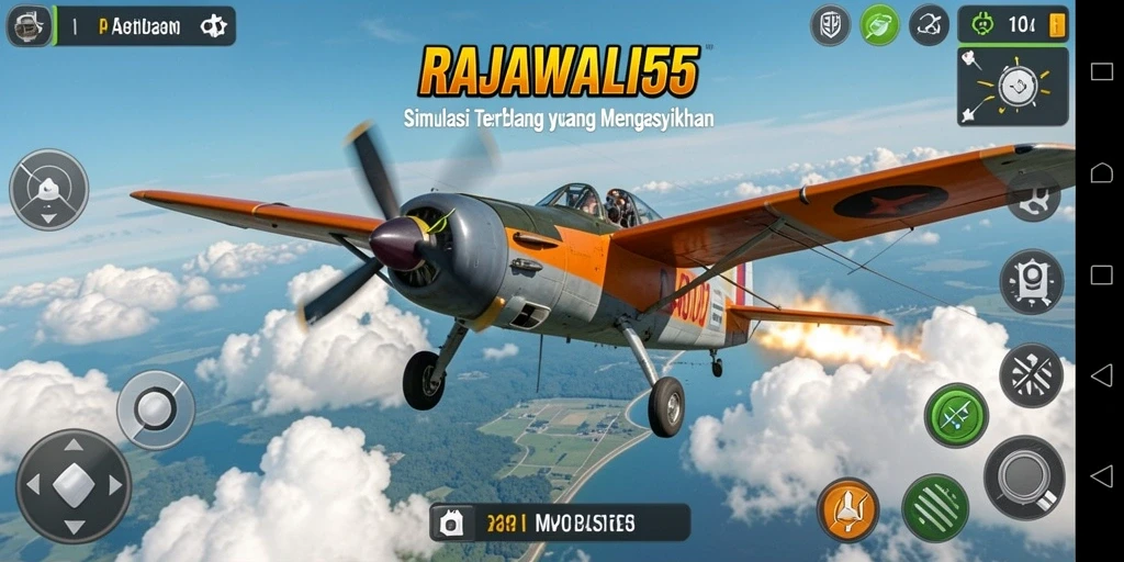 Tangkapan layar gameplay <strong>RAJAWALI55</strong> menunjukkan pengalaman terbang yang mendebarkan.