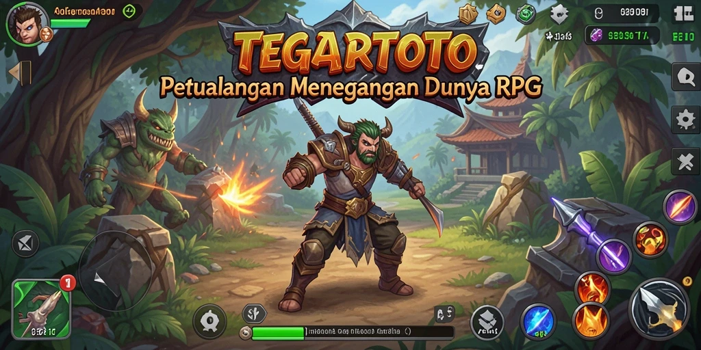 Tampilan gameplay RPG menakjubkan TEGALTOTO dengan karakter yang beraksi.