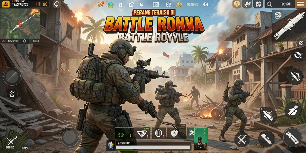 Gameplay seru TERONG123 dengan aksi Battle Royale yang mendebarkan.