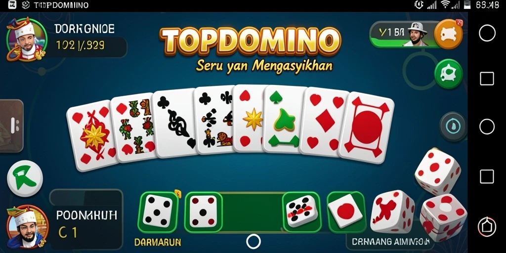 Screenshot gameplay TOPDOMINO yang menampilkan serunya permainan domino.